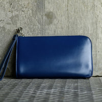 コードバン調/カーボン レザー L字ファスナー コンパクト クラッチバッグ