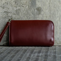 コードバン調/カーボン レザー L字ファスナー コンパクト クラッチバッグ