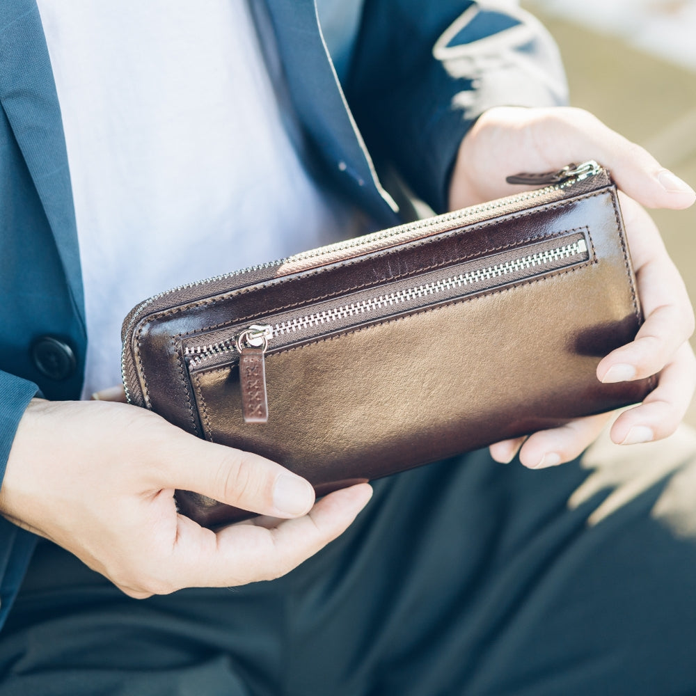 L字ファスナー スキミング防止機能付き 本革 長財布