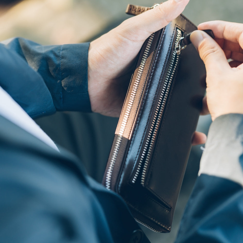 L字ファスナー スキミング防止機能付き 本革 長財布