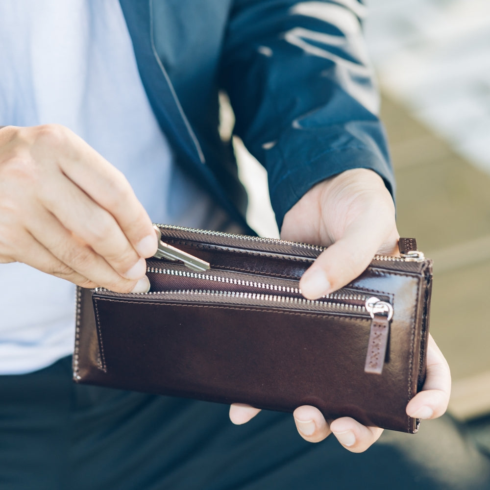 L字ファスナー スキミング防止機能付き 本革 長財布