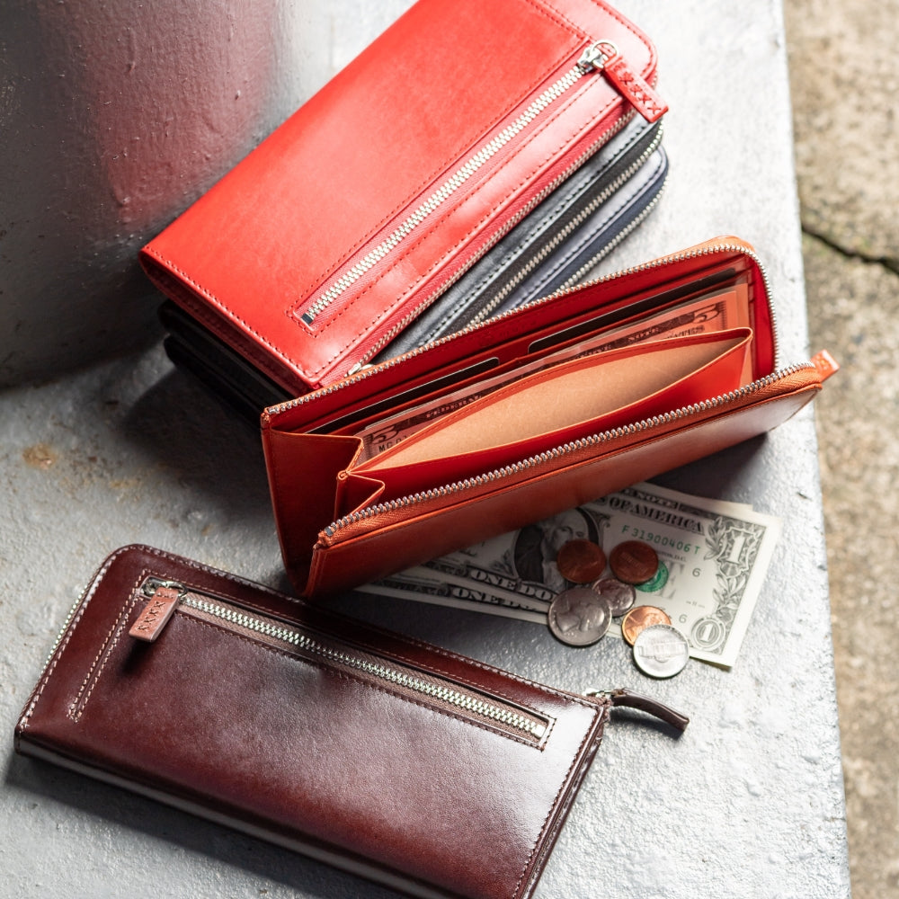 L字ファスナー スキミング防止機能付き 本革 長財布