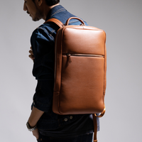 薄マチ ダブルジッパー シュリンクレザー スマート ビジネス リュック