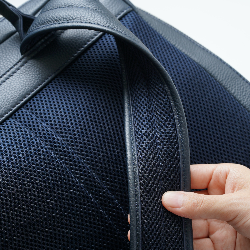 薄マチ ダブルジッパー シュリンクレザー スマート ビジネス リュック