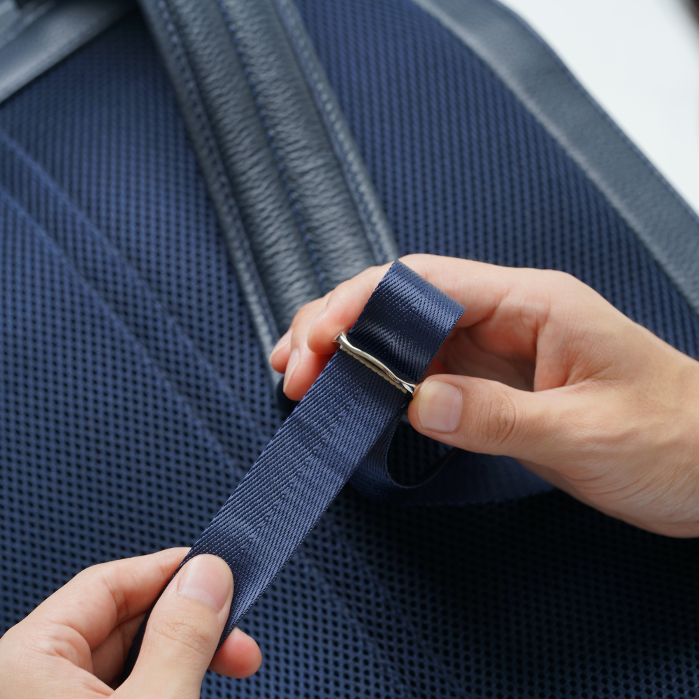 薄マチ ダブルジッパー シュリンクレザー スマート ビジネス リュック