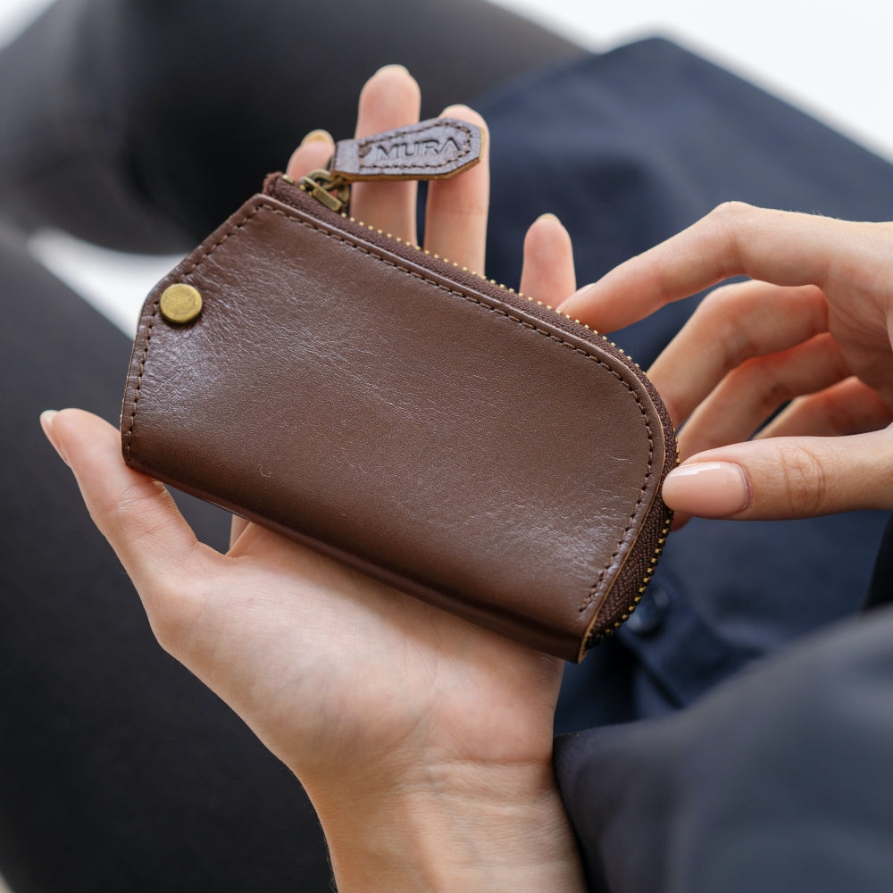 イタリアンレザー Ｌ字ファスナー カードキー対応 スマート キーケース