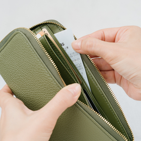 イタリアンレザー 薄型 L字ファスナー スリム 長財布