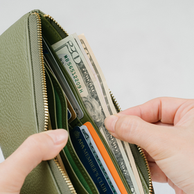 イタリアンレザー 薄型 L字ファスナー スリム 長財布