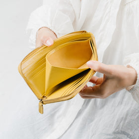 イタリアンレザー 薄型 L字ファスナー スリム 長財布