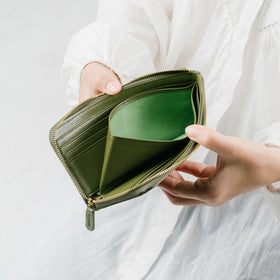 イタリアンレザー 薄型 L字ファスナー スリム 長財布