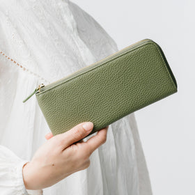 イタリアンレザー 薄型 L字ファスナー スリム 長財布