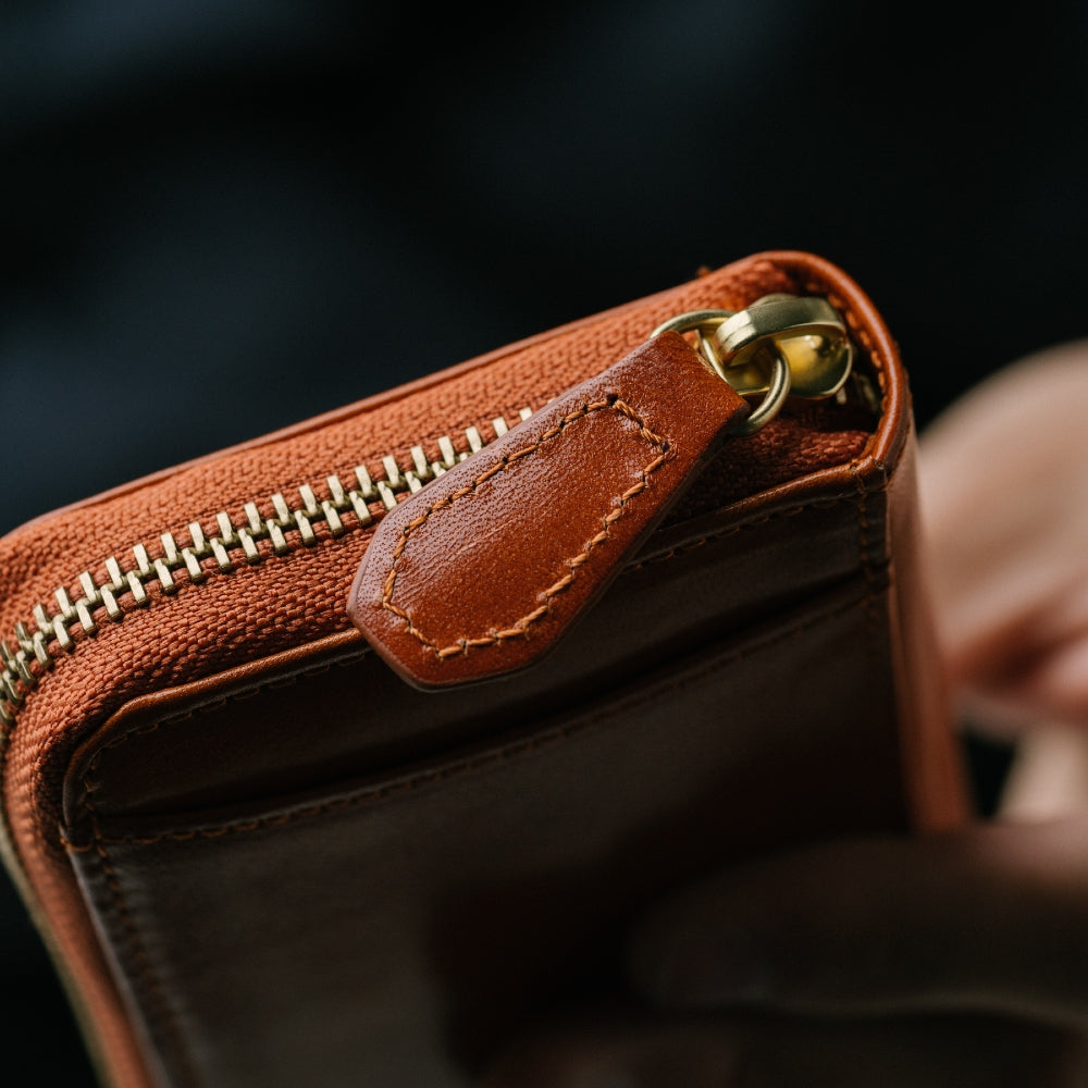 イタリアン/フルグレイン レザー スキミング防止機能付 ラウンドファスナー コインケース