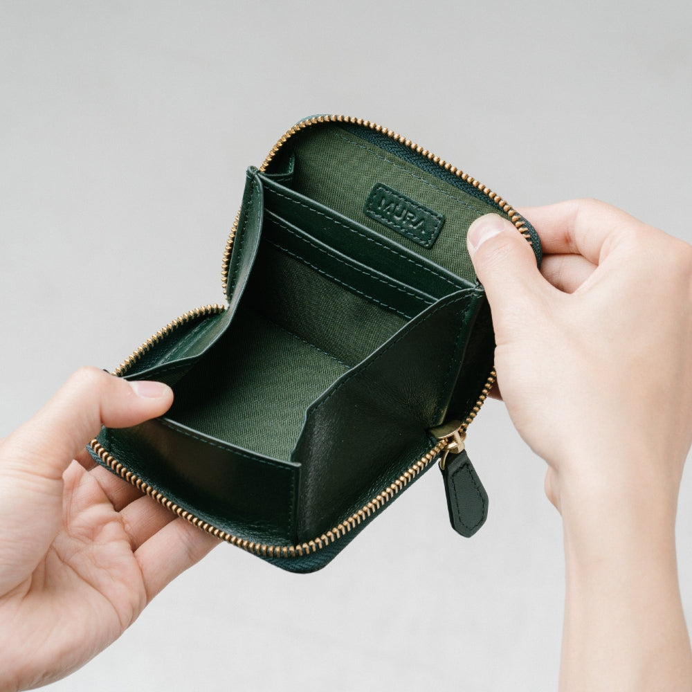 イタリアン/フルグレイン レザー スキミング防止機能付 ラウンドファスナー コインケース