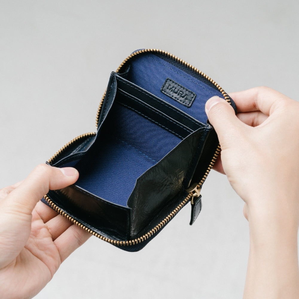 イタリアン/フルグレイン レザー スキミング防止機能付 ラウンドファスナー コインケース