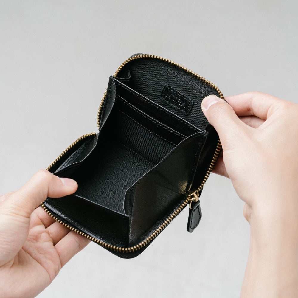 イタリアン/フルグレイン レザー スキミング防止機能付 ラウンドファスナー コインケース