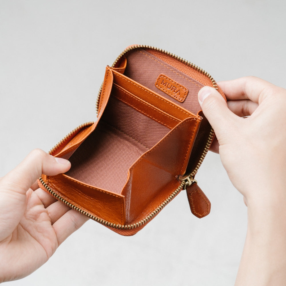 イタリアン/フルグレイン レザー スキミング防止機能付 ラウンドファスナー コインケース