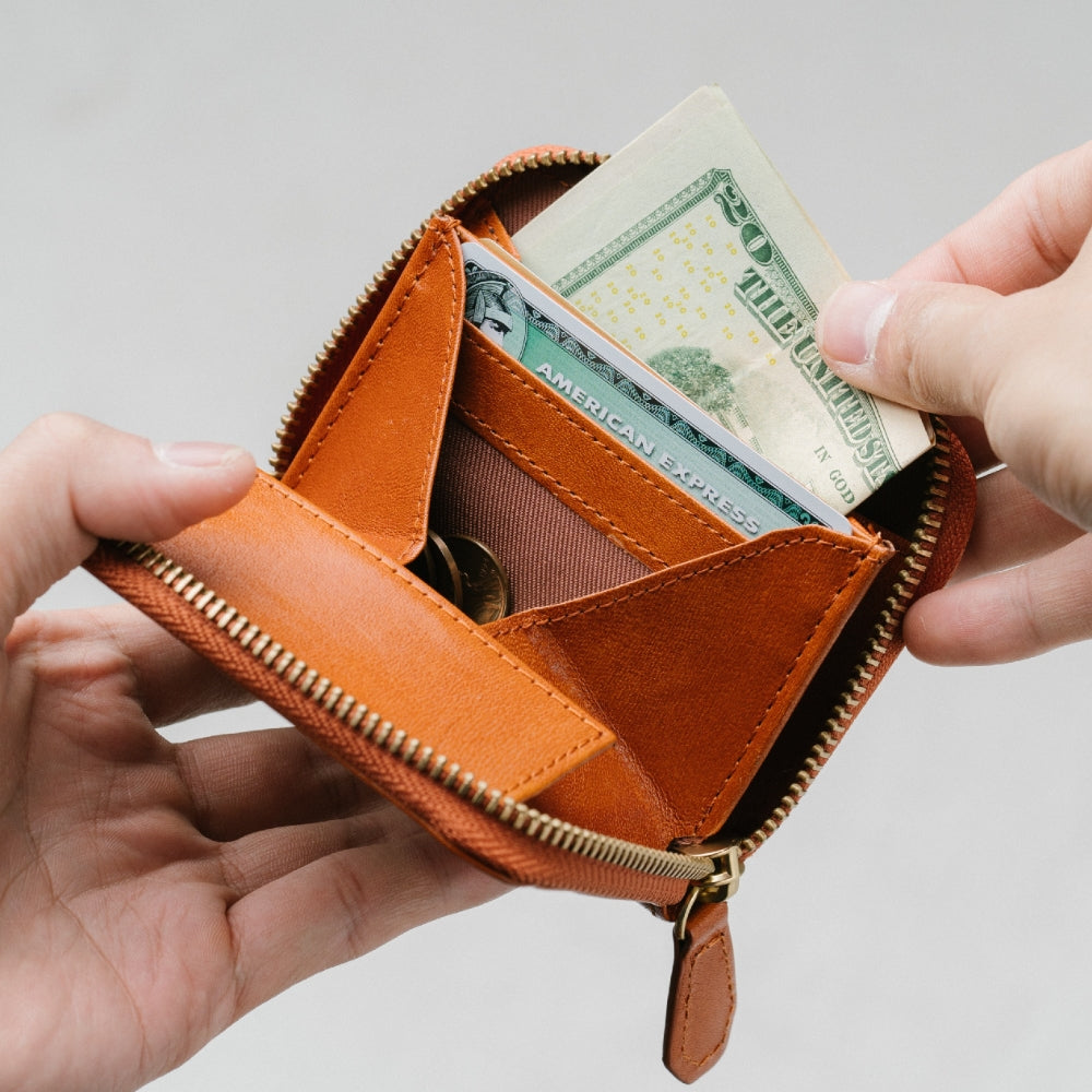 イタリアン/フルグレイン レザー スキミング防止機能付 ラウンドファスナー コインケース