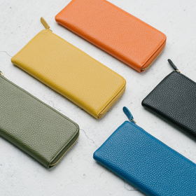 イタリアンレザー 薄型 L字ファスナー スリム 長財布