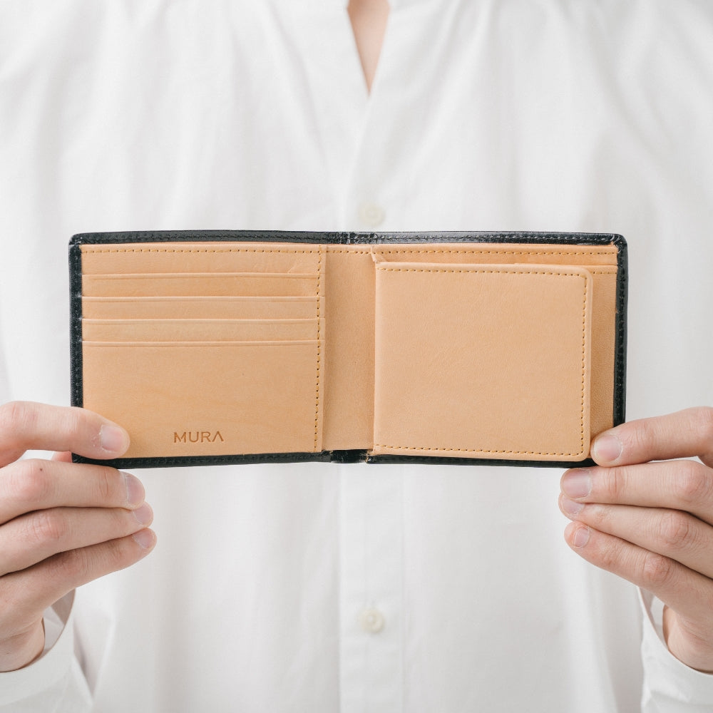 イタリアン/フルグレイン レザー スキミング防止機能付 二つ折り財布