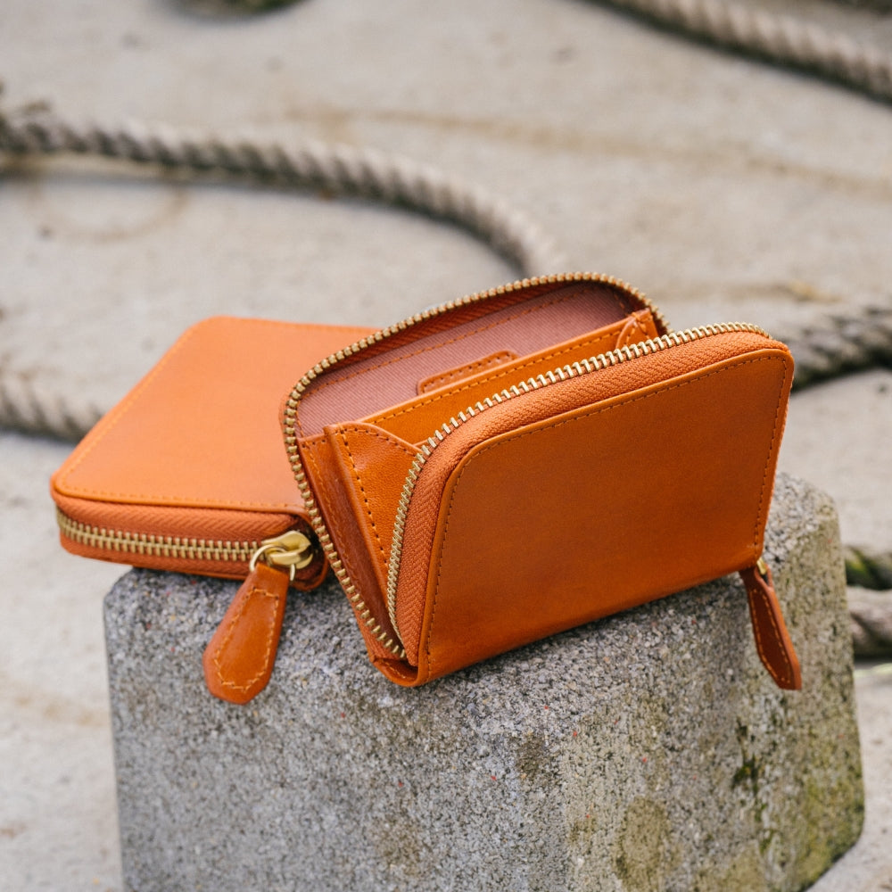 イタリアン/フルグレイン レザー スキミング防止機能付 ラウンドファスナー コインケース