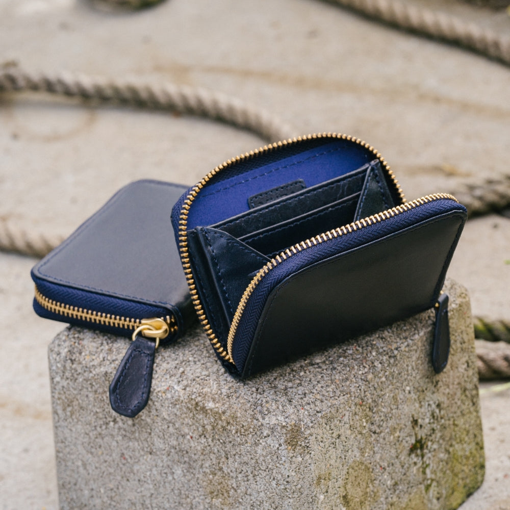 イタリアン/フルグレイン レザー スキミング防止機能付 ラウンドファスナー コインケース