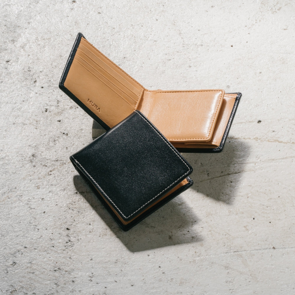 イタリアン/フルグレイン レザー スキミング防止機能付 二つ折り財布