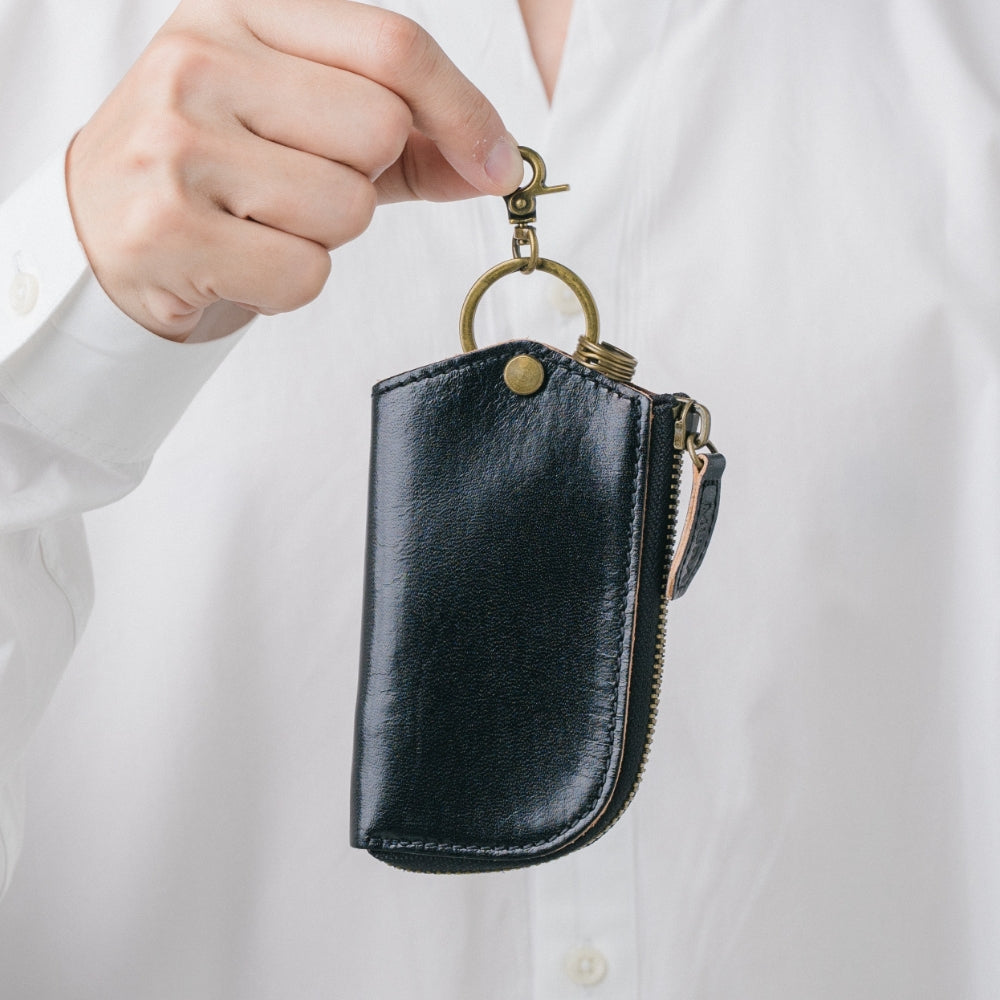 イタリアンレザー Ｌ字ファスナー カードキー対応 スマート キーケース