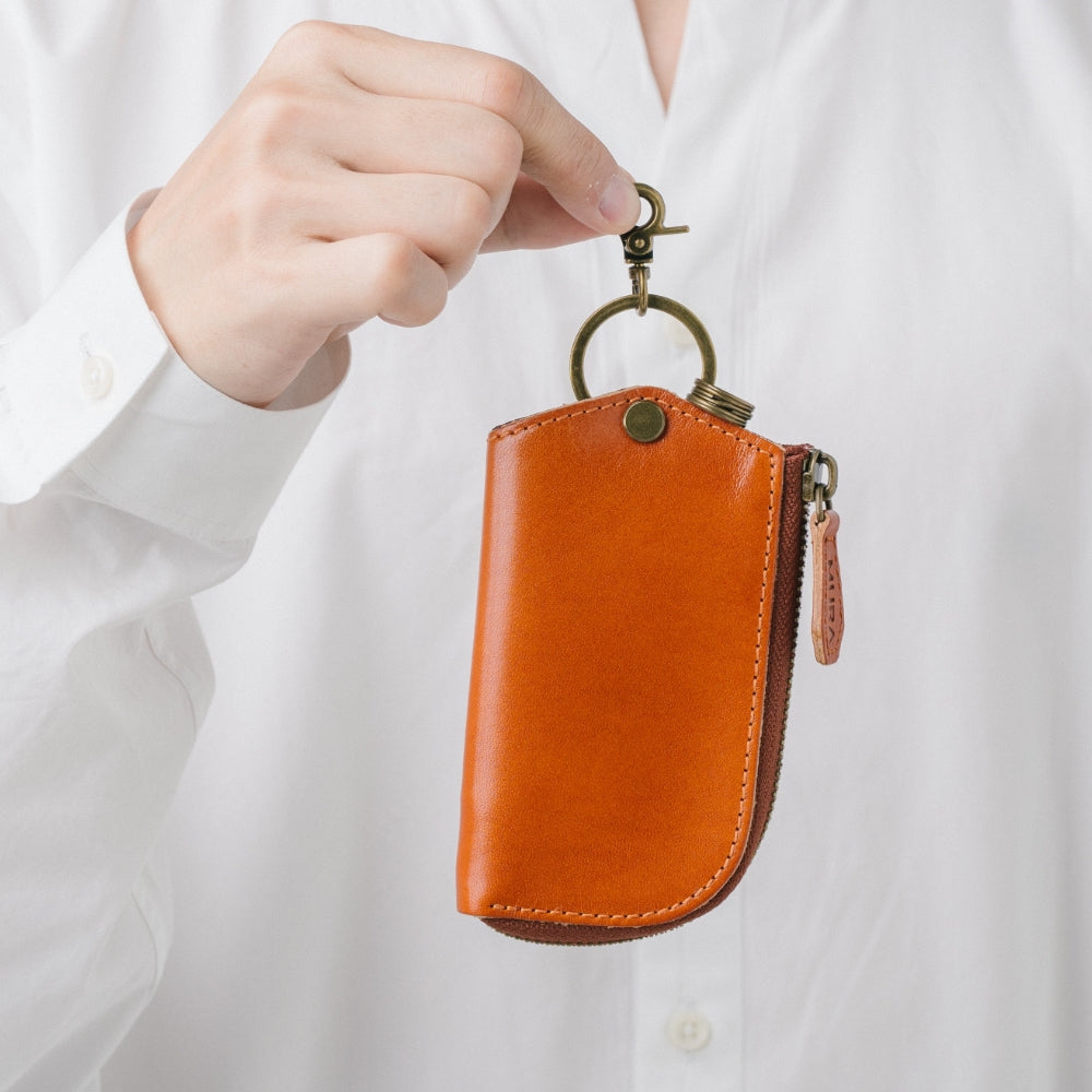 イタリアンレザー Ｌ字ファスナー カードキー対応 スマート キーケース