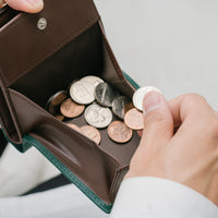 イタリアンレザー スキミング防止機能付き BOX型コイン収納 二つ折り財布