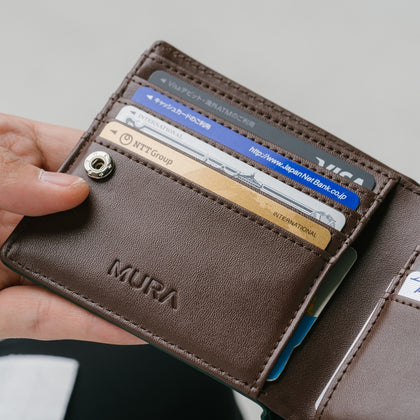 イタリアンレザー スキミング防止機能付き BOX型コイン収納 二つ折り財布