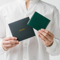 イタリアンレザー スキミング防止機能付き BOX型コイン収納 二つ折り財布