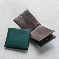 イタリアンレザー スキミング防止機能付き BOX型コイン収納 二つ折り財布