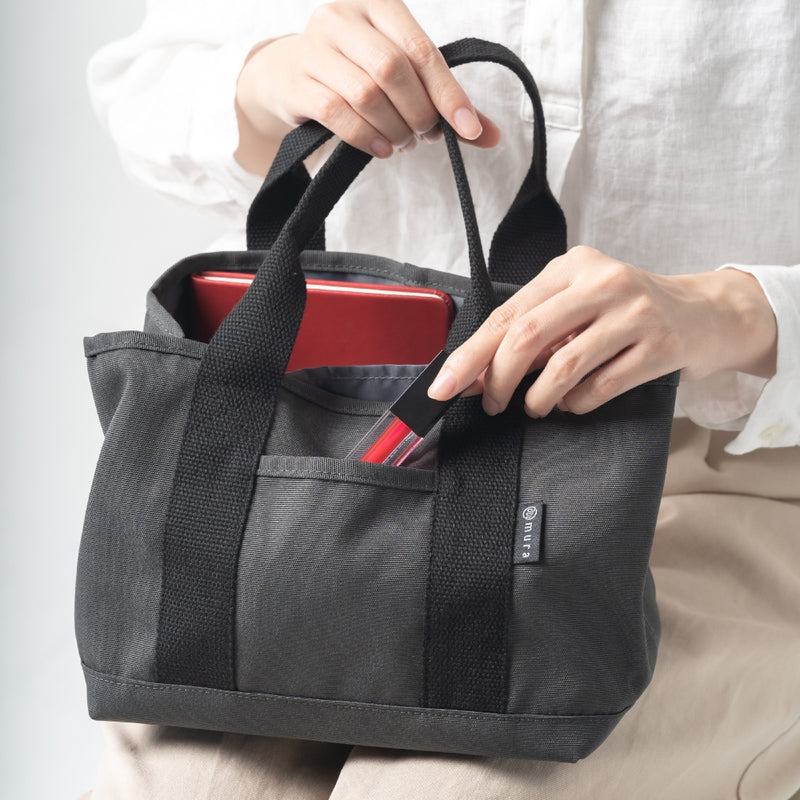 R-PET(リサイクルポリエステル) 撥水 抗菌 仕切り付き ミニ トートバッグ