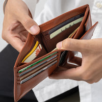 ゴートレザー スキミング防止機能付き 二つ折り財布