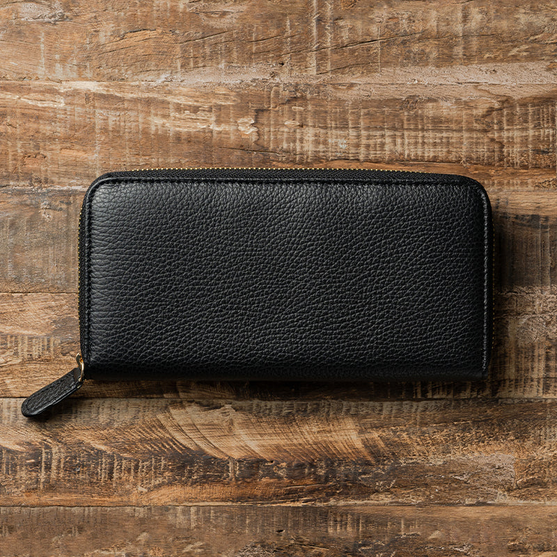 イタリアンレザー シュリンクレザー スキミング防止機能付き ラウンドファスナー 長財布