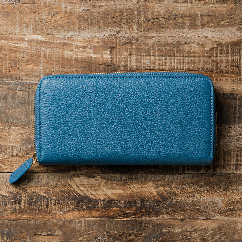 イタリアンレザー シュリンクレザー スキミング防止機能付き ラウンドファスナー 長財布