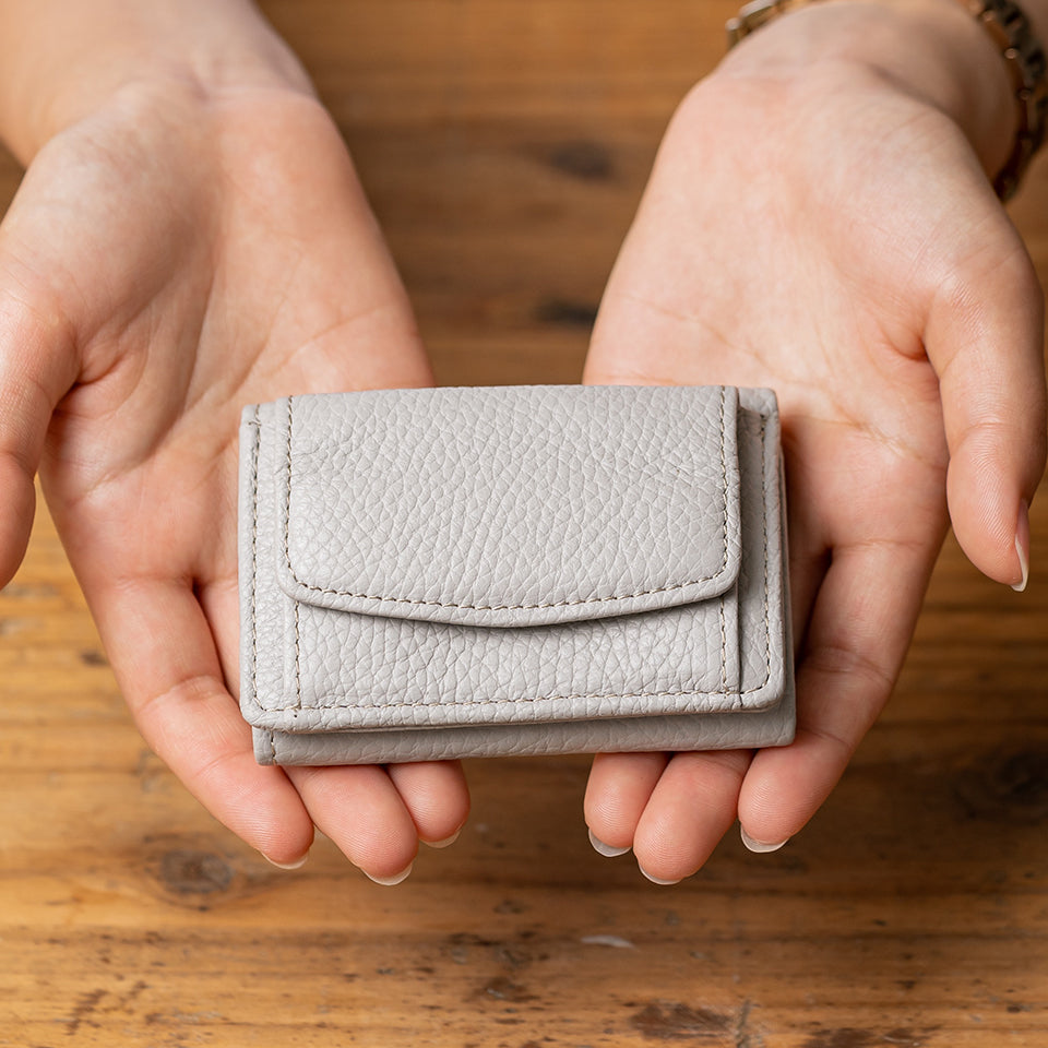 イタリア製シュリンクレザー スキミング防止機能付き ミニ財布 三つ折り財布