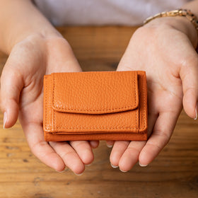 イタリア製シュリンクレザー スキミング防止機能付き ミニ財布 三つ折り財布