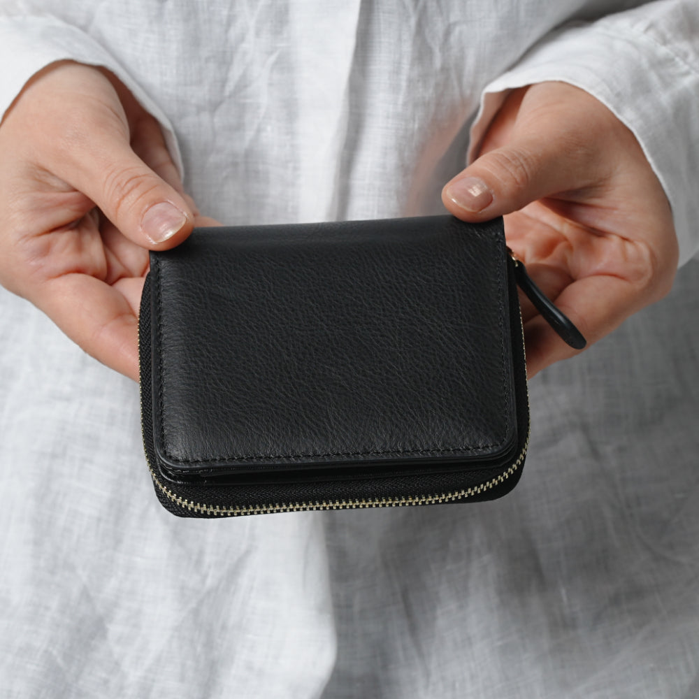 イタリア製ナッパレザー スキミング防止機能付き ラウンドファスナー 二つ折り財布 – ＭＵＲＡ-ムラ