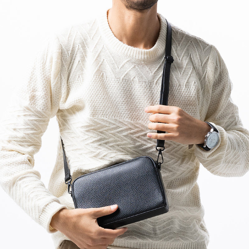 イタリアン/フルグレイン レザー スキミング防止機能付き ミニ ショルダーバッグ