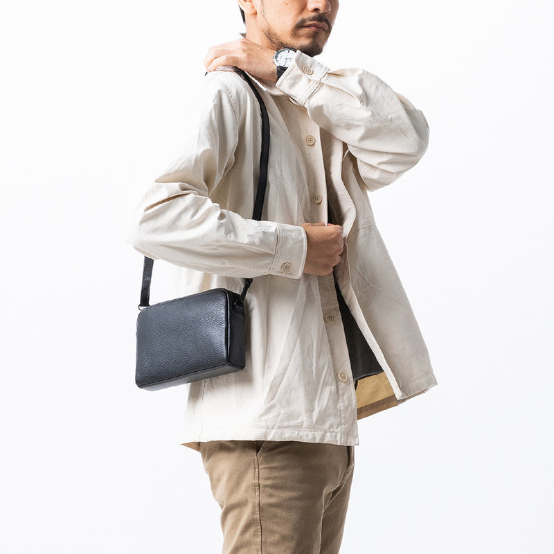 イタリアン/フルグレイン レザー スキミング防止機能付き ミニ ショルダーバッグ