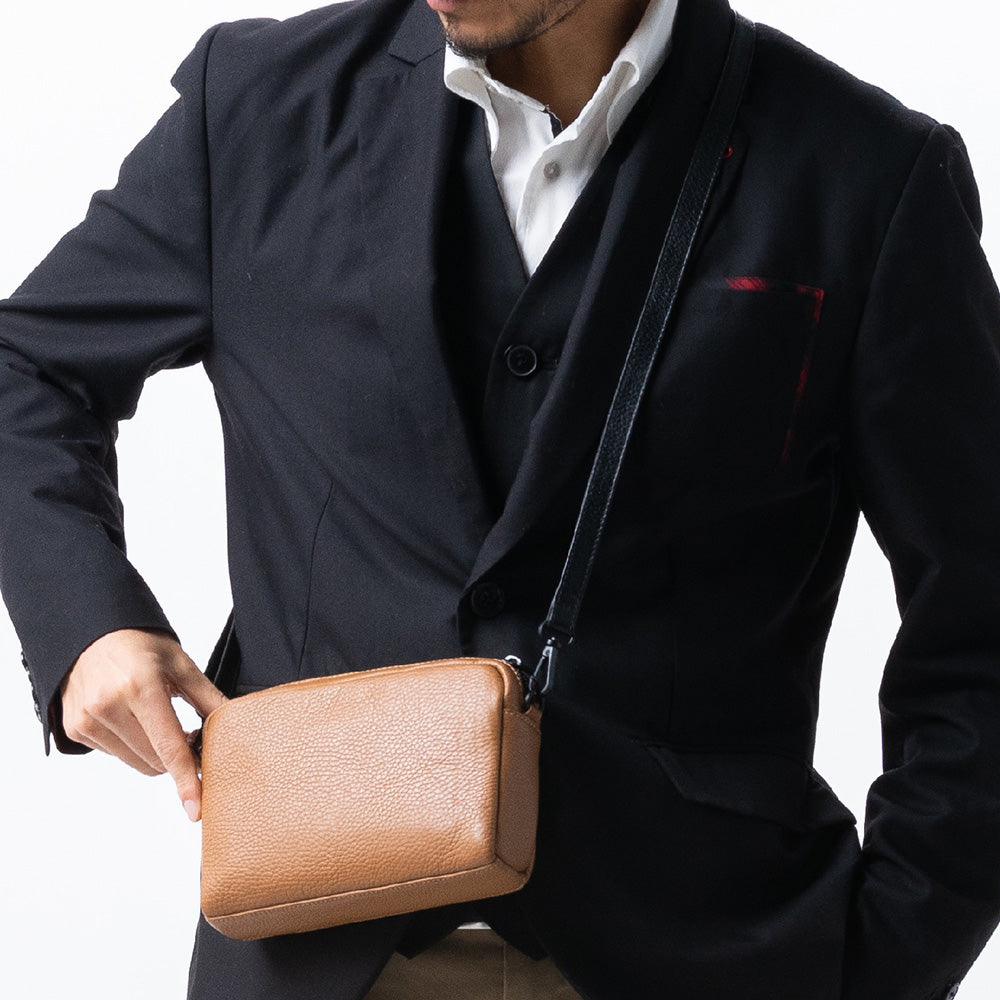 イタリアン/フルグレイン レザー スキミング防止機能付き ミニ ショルダーバッグ