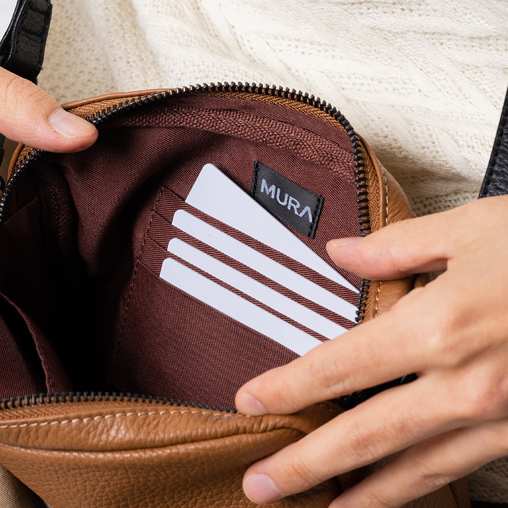 イタリアン/フルグレイン レザー スキミング防止機能付き ミニ ショルダーバッグ