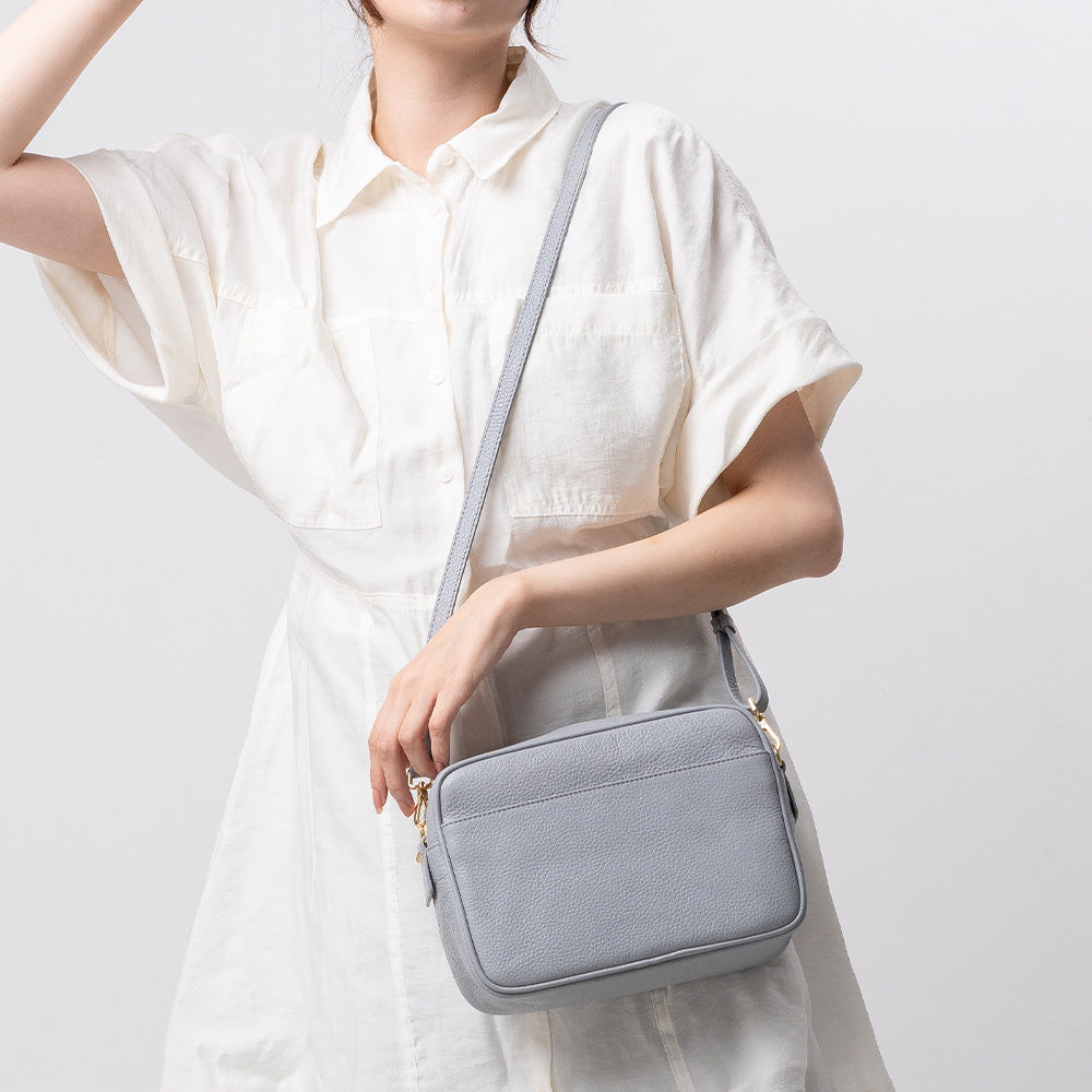 フルグレイン シュリンクレザー スキミング防止機能付き ショルダーバッグ