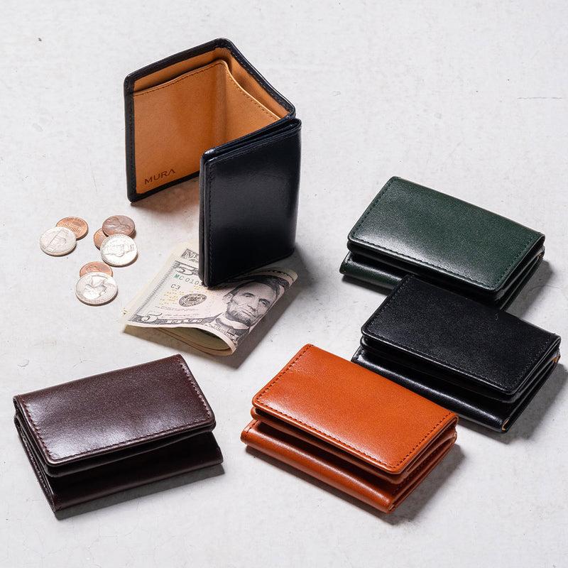 イタリアン/フルグレイン レザー スキミング防止 三つ折り財布