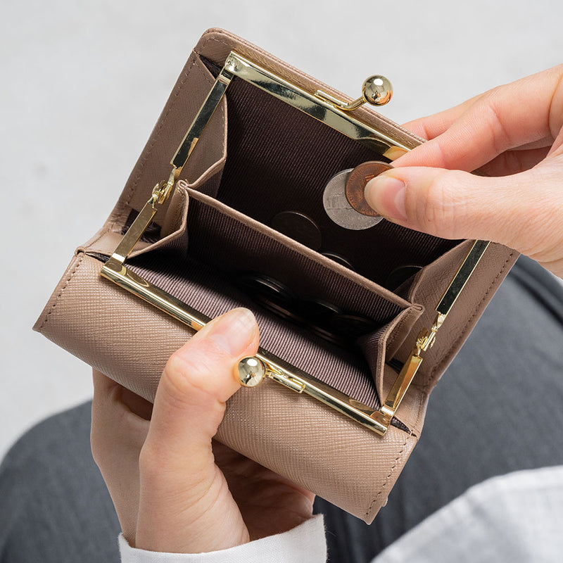 サフィアーノレザー がま口 コンパクト 二つ折り財布 – ＭＵＲＡ-ムラ