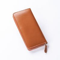 コードバン調 牛本革 フルグレイン スムースレザー YKKラウンドファスナー 長財布