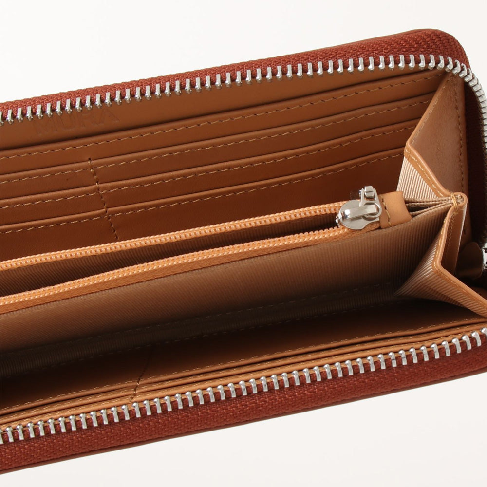 コードバン調 牛本革 フルグレイン スムースレザー YKKラウンドファスナー 長財布