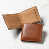 コードバン調 牛本革 フルグレイン スムースレザー ボックス型コイン収納 二つ折り財布