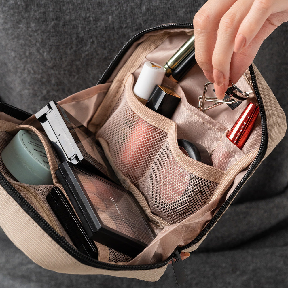 サスティナブル R-PET 撥水抗菌 中身が一目でわかる スクエア メイク 化粧ポーチ